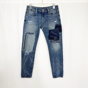 Polo by Ralph Lauren Vintage Patchwork Boyfriend Jeans, Size 26, Blue